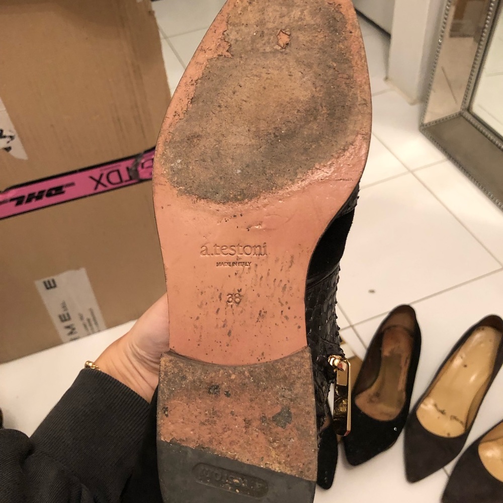 A.Testoni Python And Suede Boots - image 4